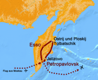 Karte zur Kamtschatka Reise